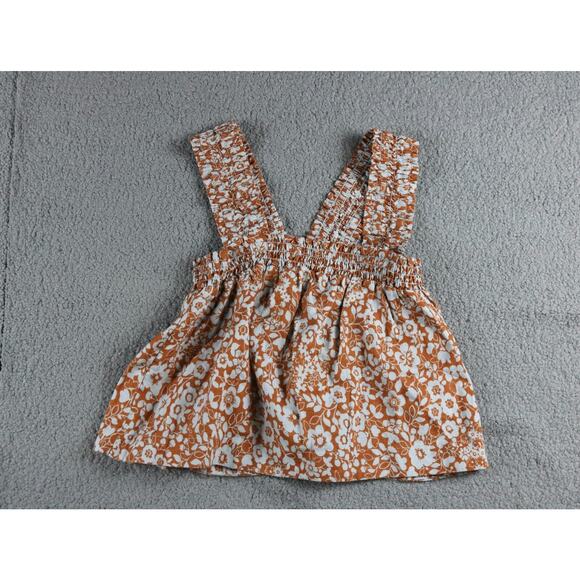 New Everlane Womens Top Small Brown Floral Print Smock Linen Sleeveless - Picture 1 of 3